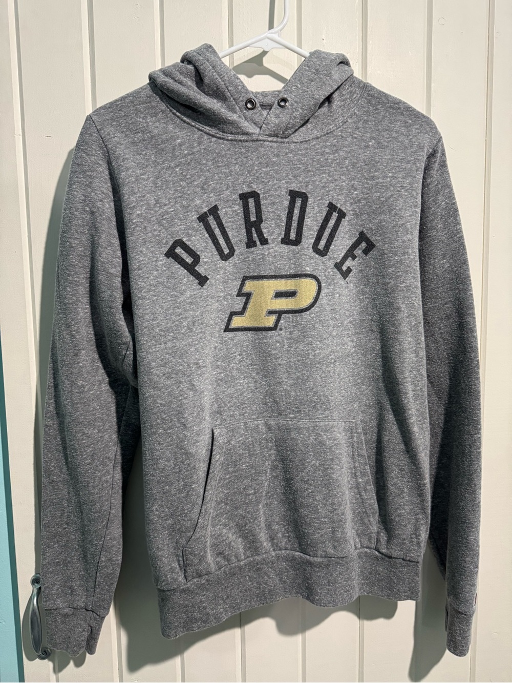 League Gray Purdue Hoodie with Gold P Logo